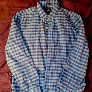 Blue Striped A&E Flannel Size: L
